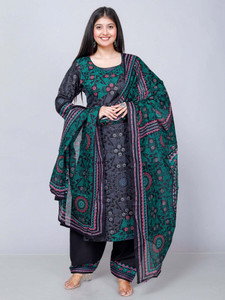 Jevi Prints Printed Kurta, Patiala & Dupatta Set