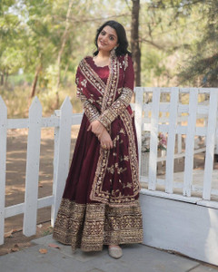 Tasrika Embroidered Anarkali Kurta, Bottom & Dupatta Set