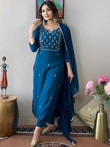 vestiva Embroidered Kurta, Salwar & Dupatta Set
