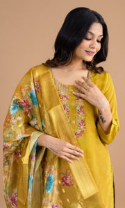 The Attire Clothes Embroidered Kurta, Trouser/Pant & Dupatta Set