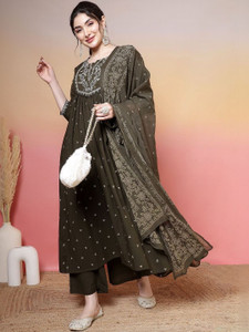 Pehnura Printed Anarkali Kurta, Bottom & Dupatta Set