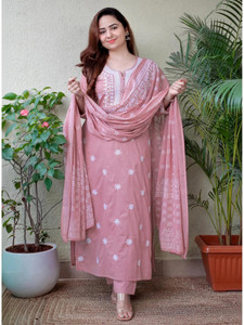 ZASVO Embroidered Kurta, Trouser/Pant & Dupatta Set