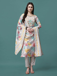 berrylicious Embroidered Kurta, Trouser/Pant & Dupatta Set