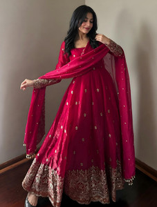 NITIGLOW Embroidered Anarkali Kurta, Bottom & Dupatta Set