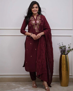 PILUDI HOUSE Embroidered Kurta, Salwar & Dupatta Set