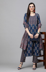 KRATI CREATIONS Printed Kurta, Trouser/Pant & Dupatta Set