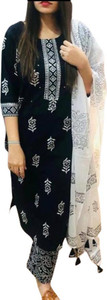 badodiya's Printed Kurta, Palazzo & Dupatta Set