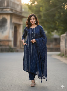 Get smart wear Embroidered Kurta, Trouser/Pant & Dupatta Set