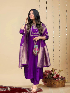 Royal Export Embroidered Kurta, Salwar & Dupatta Set