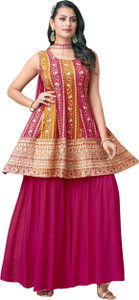 Xomantic FASHION Embroidered Kurta, Sharara & Dupatta Set