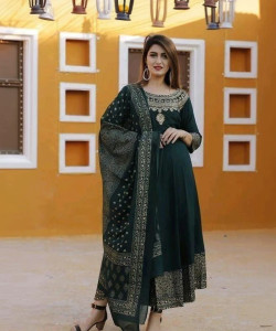 Bruno Self Design Anarkali Kurta, Bottom & Dupatta Set