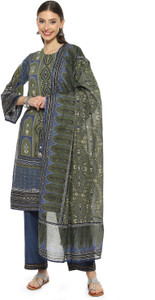 BIBA Printed Kurta, Palazzo & Dupatta Set
