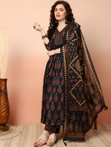 Oumad Floral Print Kurta, Palazzo & Dupatta Set