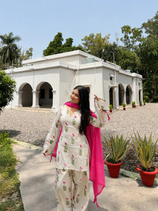 SANGOURI Printed Kurta, Patiala & Dupatta Set