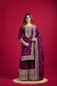 Tasrika Embroidered Kurta, Palazzo & Dupatta Set