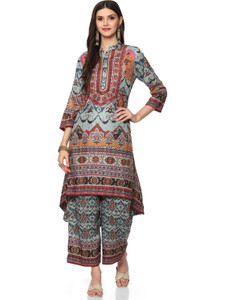 BIBA Printed Kurta, Palazzo & Dupatta Set