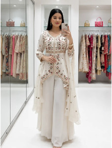 Elite Atelier Embroidered Kurta, Sharara & Dupatta Set - Image 6