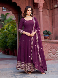 Tasrika Embroidered Anarkali Kurta, Bottom & Dupatta Set