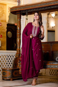 DIGZI CREATION Embroidered Kurta, Trouser/Pant & Dupatta Set