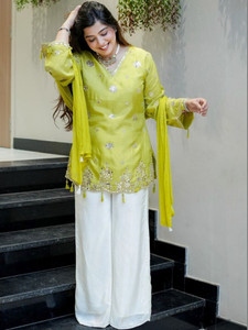 Wtune Women Kurti Palazzo Dupatta Set