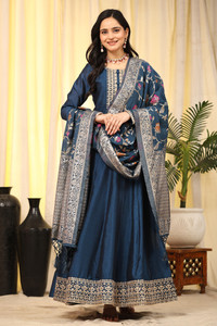 Trendmalls Embroidered Anarkali Kurta, Bottom & Dupatta Set