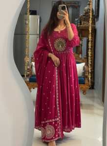 Bhagwati Embroidered Anarkali Kurta, Bottom & Dupatta Set