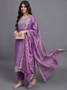 Salzox Embroidered Anarkali Kurta, Bottom & Dupatta Set