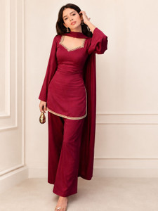 Shivansh enterprise Embellished Kurta, Palazzo & Dupatta Set