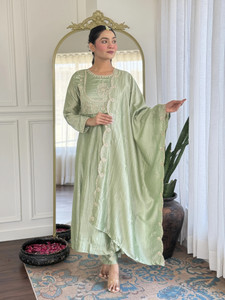dharmkunj Embroidered Kurta, Trouser/Pant & Dupatta Set