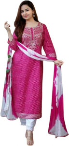 Limra Enterprises Embroidered Kurta, Dhoti Pant & Dupatta Set