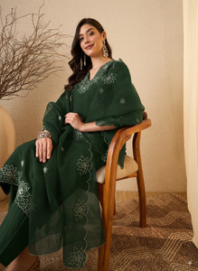 Royal Export Embroidered Kurta, Trouser/Pant & Dupatta Set
