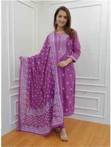 G Bluxe Embroidered Kurta, Trouser/Pant & Dupatta Set