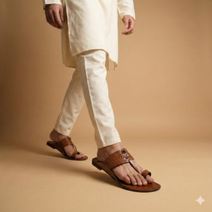 Stepsoft Traditional Kolhapuri Chappal for Men Genuine Leather Ethnic Festive Wear Men Sandals