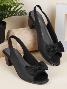 MOCHI Open Toe Block Heel Peep Toes with Bows Women Heels