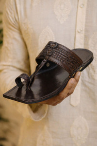 STEPFOX Kolhapuri Chappal for Men - Handmade Leather Ethnic Men Sandals