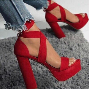 Red platform heels new arrivals with ankle strap
