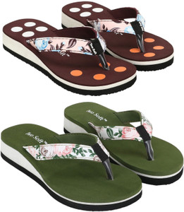 TWO SOFT Pack Of 2 Combo Stylish Extra Comfort Lightweight Dailywear Women Sandals