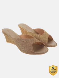 MOCHI Gold-TonedEmbellished Women Wedges
