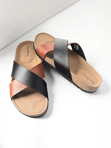 LOUIS STITCH Tan Lightweight Cross Strap, Slip-on Cork Sandal UK-11 Men Sandals