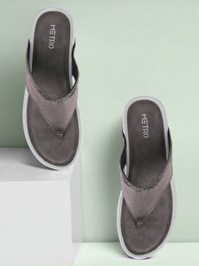 METRO GreyEmbellishedComfortMules Women Wedges
