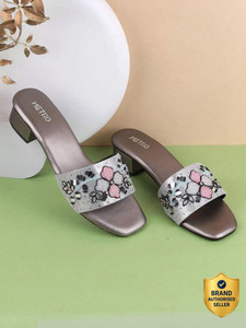 METRO OpenToeBlockHeelsSandalsWithWestern-Embellished Women Heels