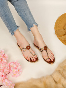 LEEFANT Glamorous Flat Sandal / Girls Ideal for Pairing with Elegant Party Wear Outfits Women Flats