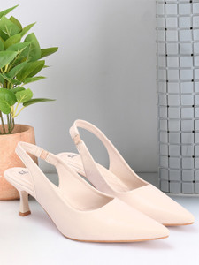 CARLTON LONDON Women's Pointed Toe Slingback Stiletto Sandal महिलाओं के लिए बेज हील्स