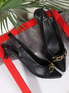 CARLTON LONDON Women's Pointed Toe Kitten Heeled Sandal Women Heels
