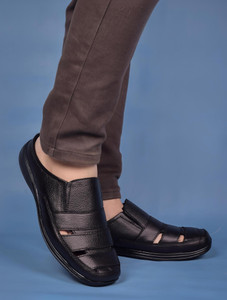 kosem Men's Hook & Loop Casual Sandals|Fisherman Leather Sandals for Men Men Sandals