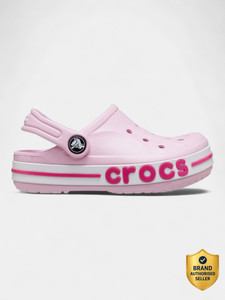 CROCS Bayaband महिलाओं के लिए गुलाबी क्लॉग्स