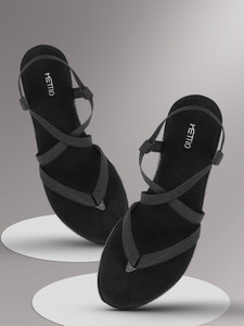 METRO Women Black Solid Open Toe Flats Women Flats