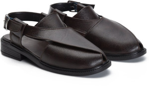 STEPFOX Premium Ethnic Style Peshawari With Adjustable Backstrap heel & Comfort Sole Men Sandals