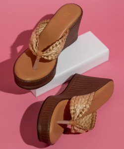 Inc.5 Party Wear Solid Round Toe Wedges Heel Sandals Women Wedges