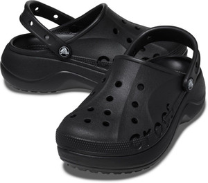 CROCS Baya Platform महिलाओं के लिए काला क्लॉग्स